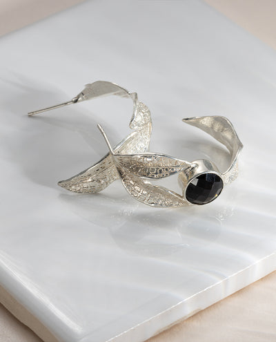 Bletina Earrings Onyx Silver