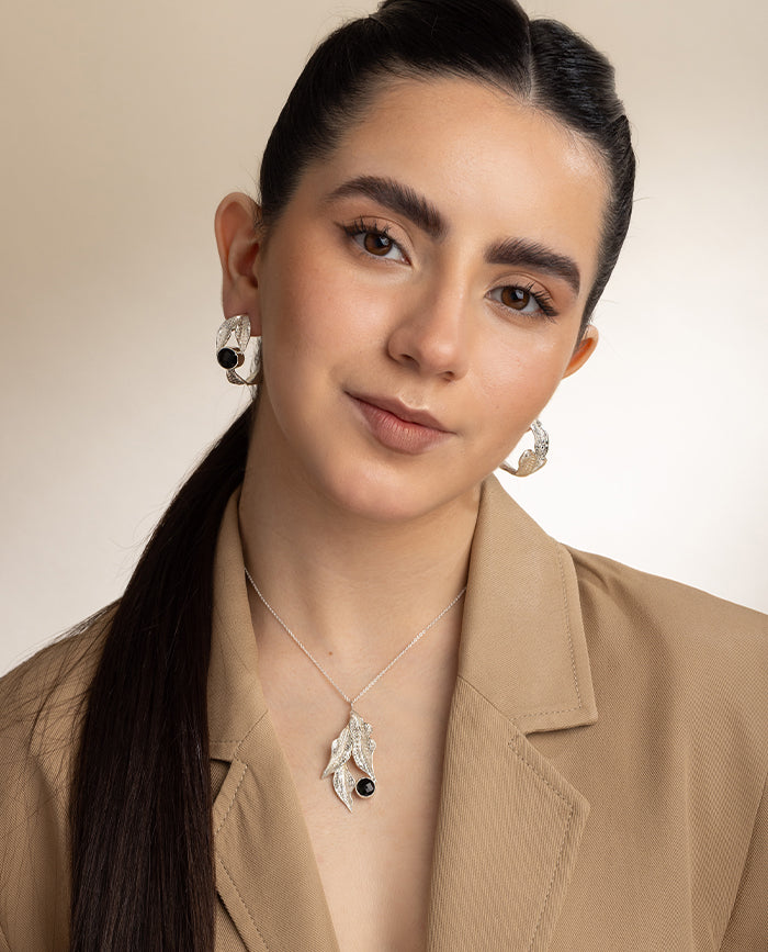 Bletina Earrings Onyx Silver