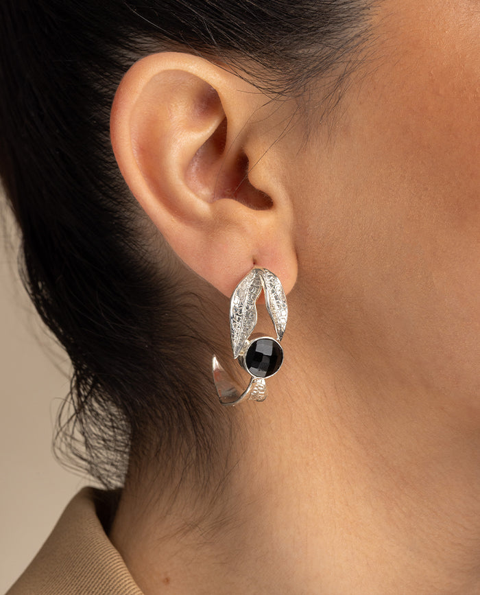 Bletina Earrings Onyx Silver