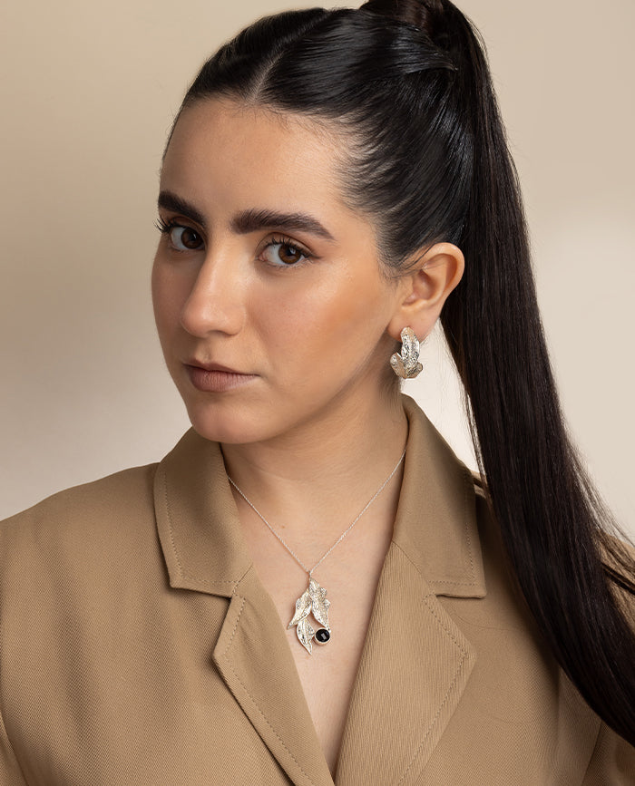 Bletina Earrings Onyx Silver