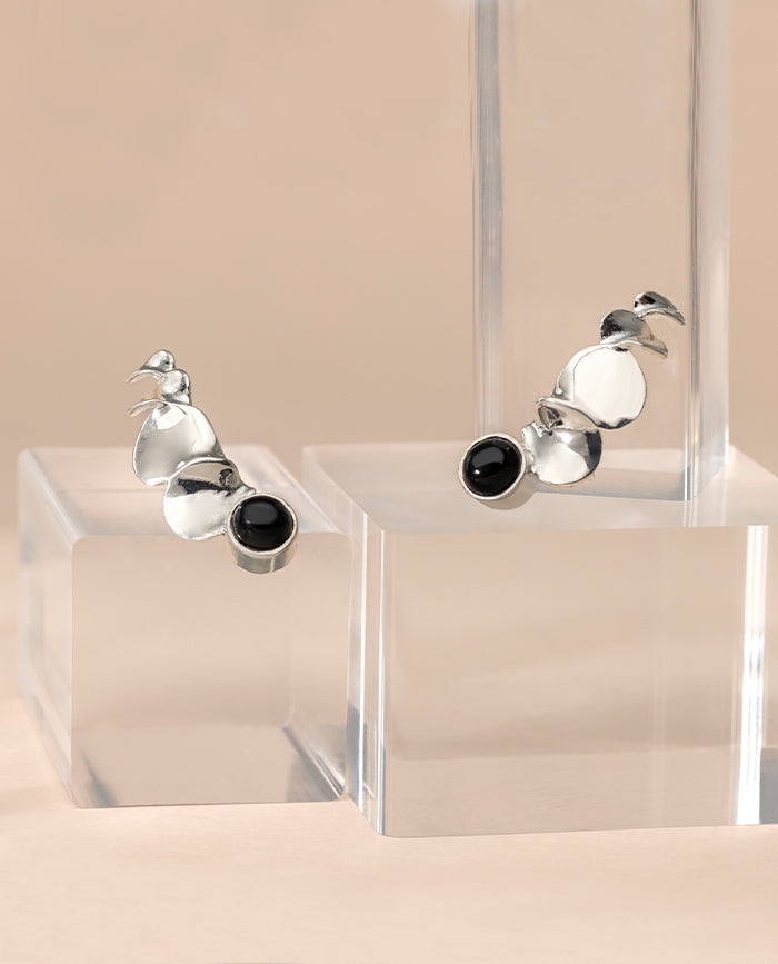 Giverny Earrings Onyx Silver