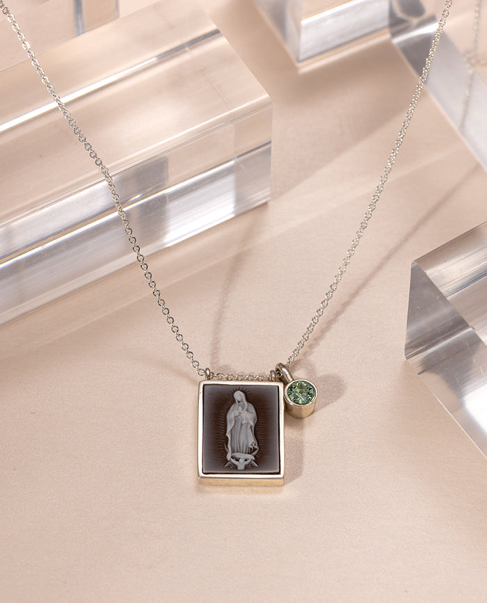Guadalupe Scapular Necklace Silver