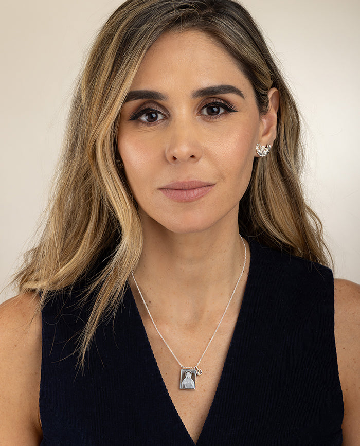 Sacred Heart Scapular Necklace Silver