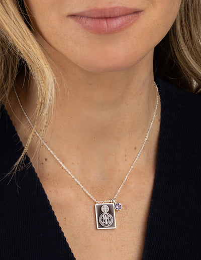 Saint Benedict Scapular Necklace Silver